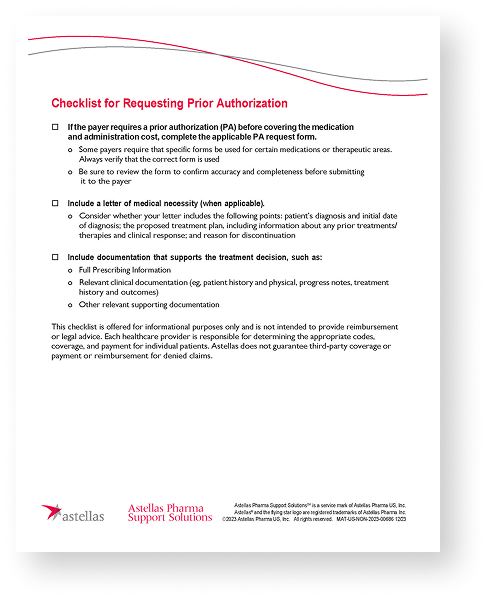 Checklist for Requesting Prior Authorization