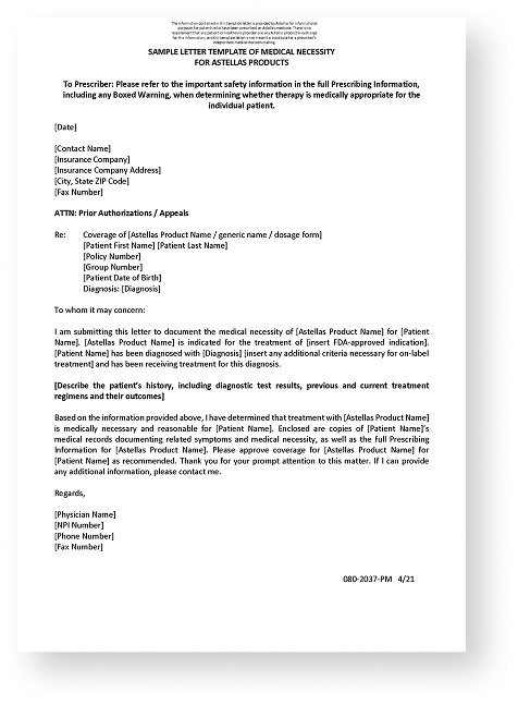 Sample Letter of Medical Necessity Template